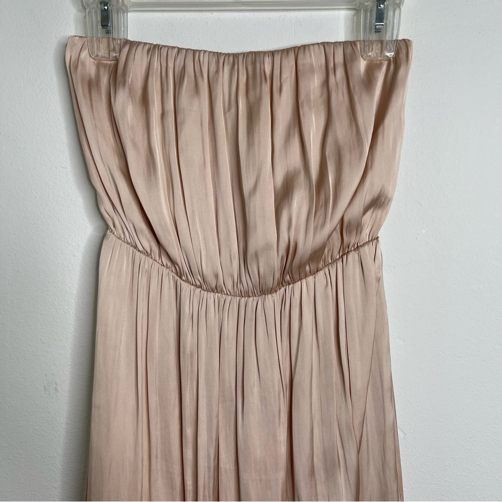 Lovers + Friends Night Lights Strapless Satin Midi Dress Champagne Sz XS Fairy - Picture 6 of 16